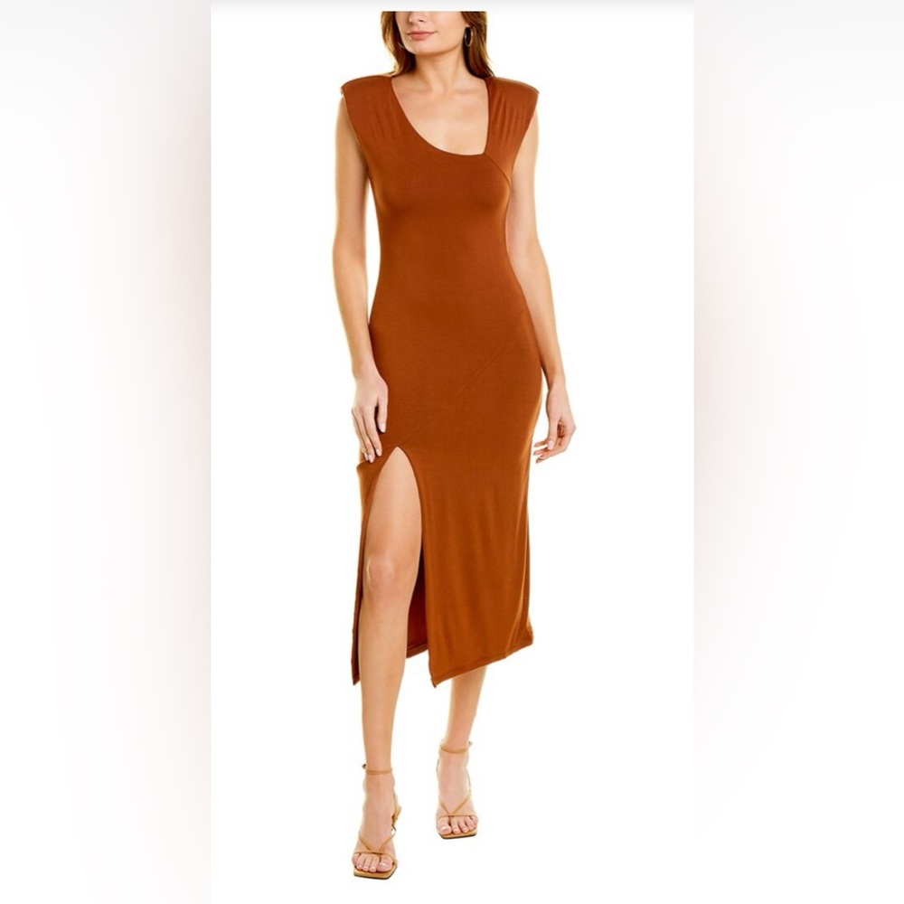 Good American assymetrical neck midi dress size 2 color tortoise shell NWT